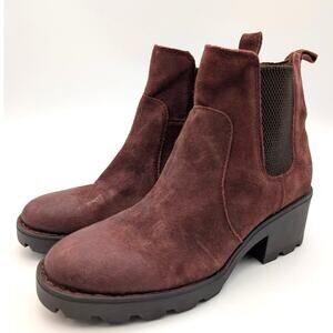 Born Distressed Chelsea Suede Ankle Boots Women's Dark Brick Size US9M EU39